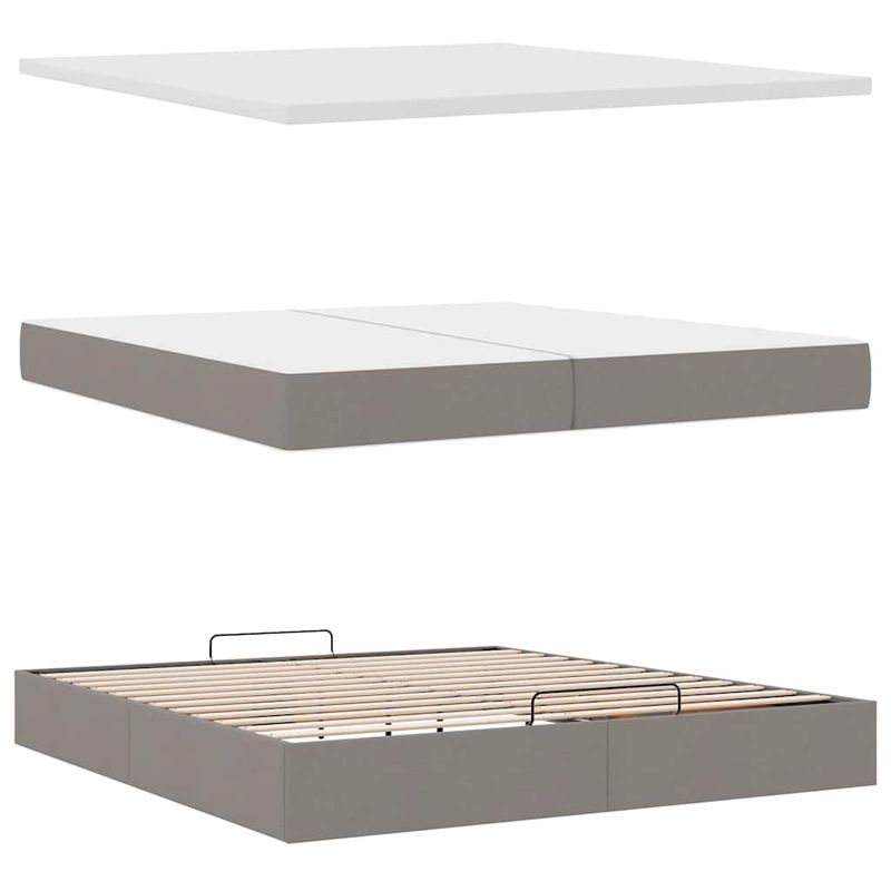 Casa si Gradina - Mobilier - Paturi si accesorii - Paturi - Cadru de pat otoman cu saltea Taupe 200x200 cm Material, model design simplu - Infinity.ro