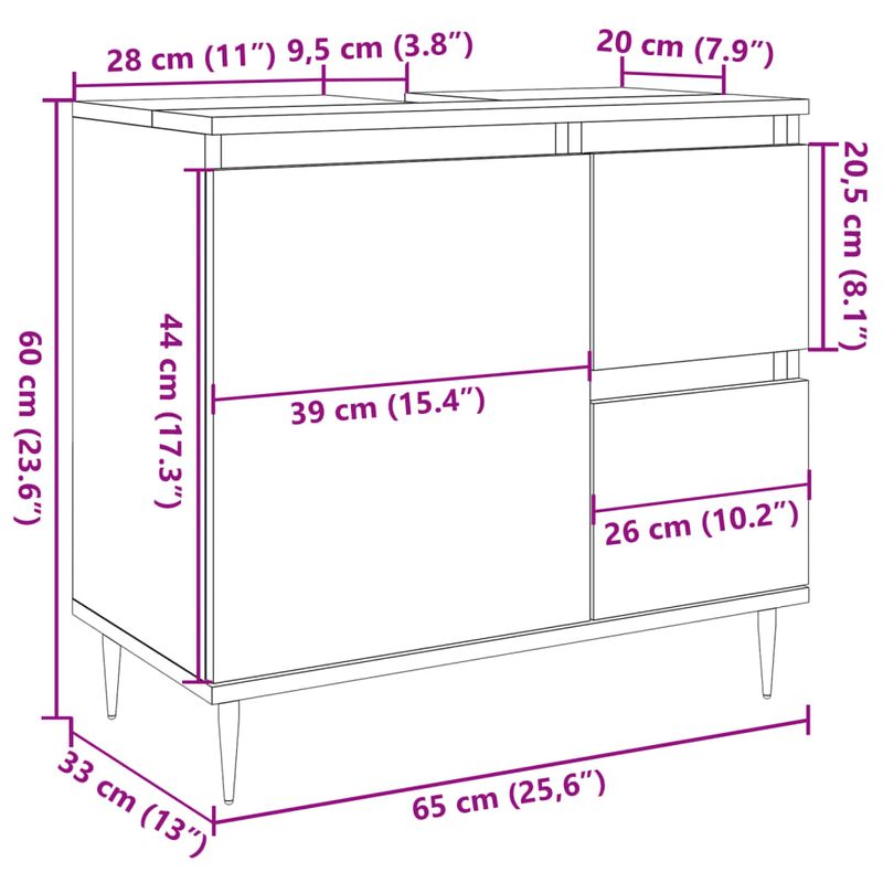 Casa si Gradina - Mobilier - Mobilier baie - Corpuri baie - Dulap de baie, lemn vechi, 65x33x60 cm, lemn prelucrat - Infinity.ro