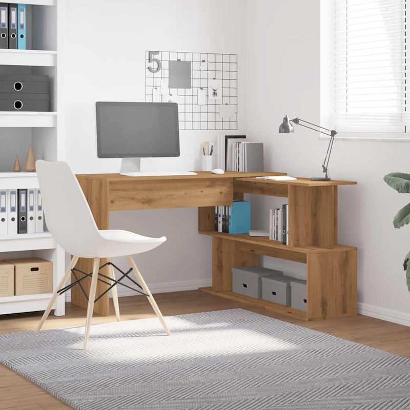 Casa si Gradina - Mobilier - Mese si birouri - Birouri - Birou de colt, stejar artizanal, 200,5x50x76 cm, lemn prelucrat - Infinity.ro