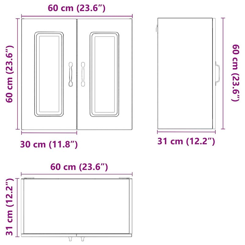 Casa si Gradina - Mobilier - Comode si corpuri - Corpuri bucatarie - Dulap de bucatarie „Kalmar” Lemn prelucrat gri beton, model 1x dulap de perete (2 uși), mărime 60x31x60 cm - Infinity.ro