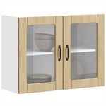 Casa si Gradina - Mobilier - Comode si corpuri - Corpuri bucatarie - Dulap bucatarie cu usa sticla Lucca lemn de stejar de Sonoma, mărime 80x31x60 cm - Infinity.ro