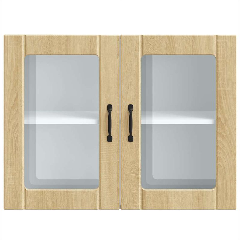 Casa si Gradina - Mobilier - Comode si corpuri - Corpuri bucatarie - Dulap bucatarie cu usa sticla Lucca lemn de stejar de Sonoma, mărime 80x31x60 cm - Infinity.ro