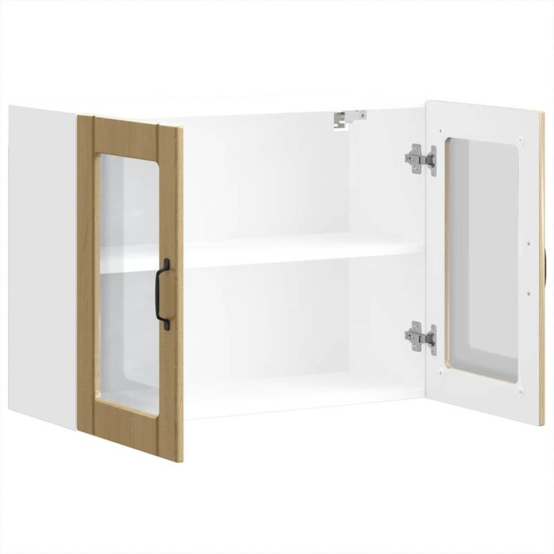 Casa si Gradina - Mobilier - Comode si corpuri - Corpuri bucatarie - Dulap bucatarie cu usa sticla Lucca lemn de stejar de Sonoma, mărime 80x31x60 cm - Infinity.ro