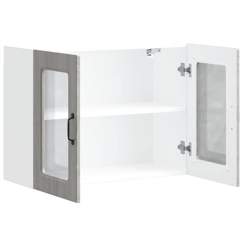 Casa si Gradina - Mobilier - Comode si corpuri - Corpuri bucatarie - Dulap bucatarie cu usa sticla Kalmar lemn prelucrat gri Sonoma - Infinity.ro