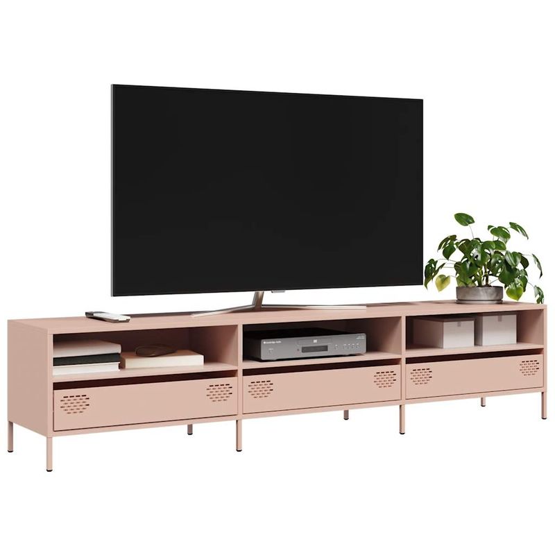 Casa si Gradina - Mobilier - Comode si corpuri - Comode - Dulap TV, roz, 202x39x43,5 cm, otel laminat la rece - Infinity.ro