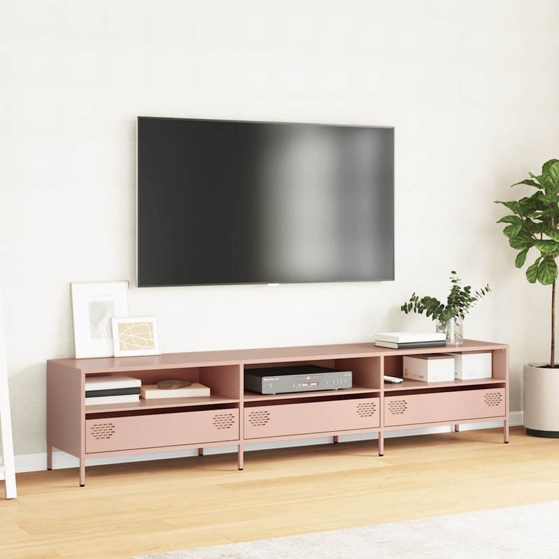 Casa si Gradina - Mobilier - Comode si corpuri - Comode - Dulap TV, roz, 202x39x43,5 cm, otel laminat la rece - Infinity.ro