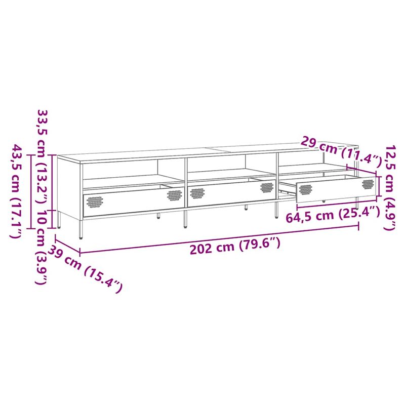 Casa si Gradina - Mobilier - Comode si corpuri - Comode - Dulap TV, roz, 202x39x43,5 cm, otel laminat la rece - Infinity.ro