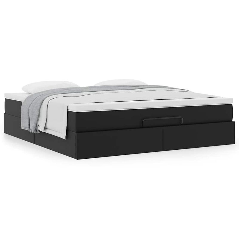 Casa si Gradina - Mobilier - Paturi si accesorii - Paturi - Cadru de pat otoman saltele Negru 180x200cm piele artificiala - Infinity.ro