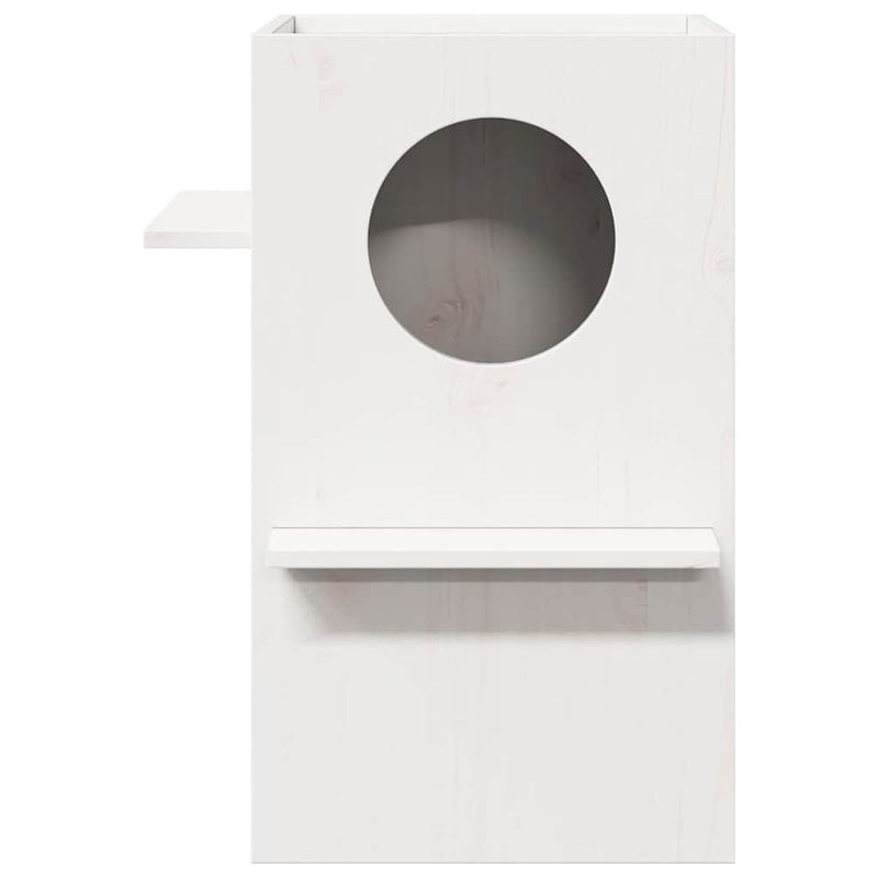 Petshop - Accesorii petshop - Jucarii animale - Ansambluri de joaca - Casa pentru pisici alba 43x43x60 cm din lemn masiv de pin - Infinity.ro