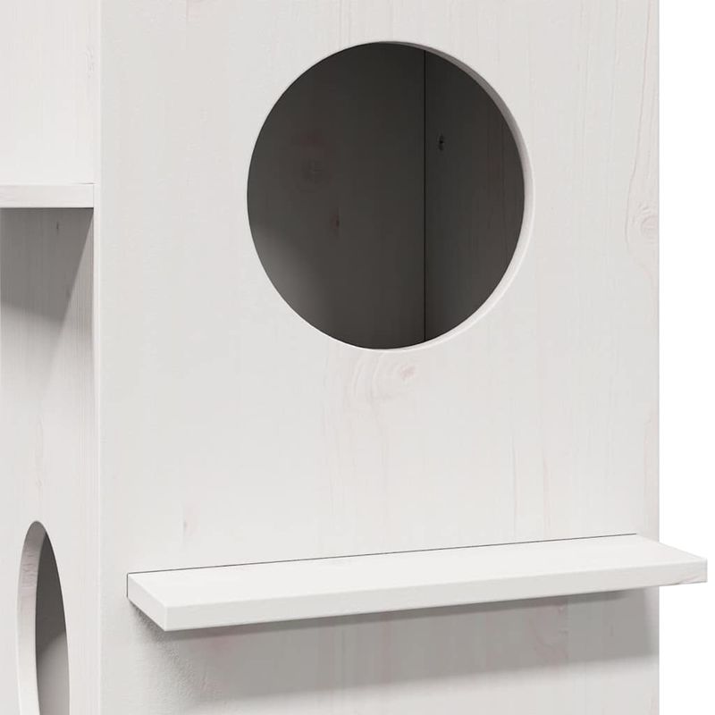 Petshop - Accesorii petshop - Jucarii animale - Ansambluri de joaca - Casa pentru pisici alba 43x43x60 cm din lemn masiv de pin - Infinity.ro