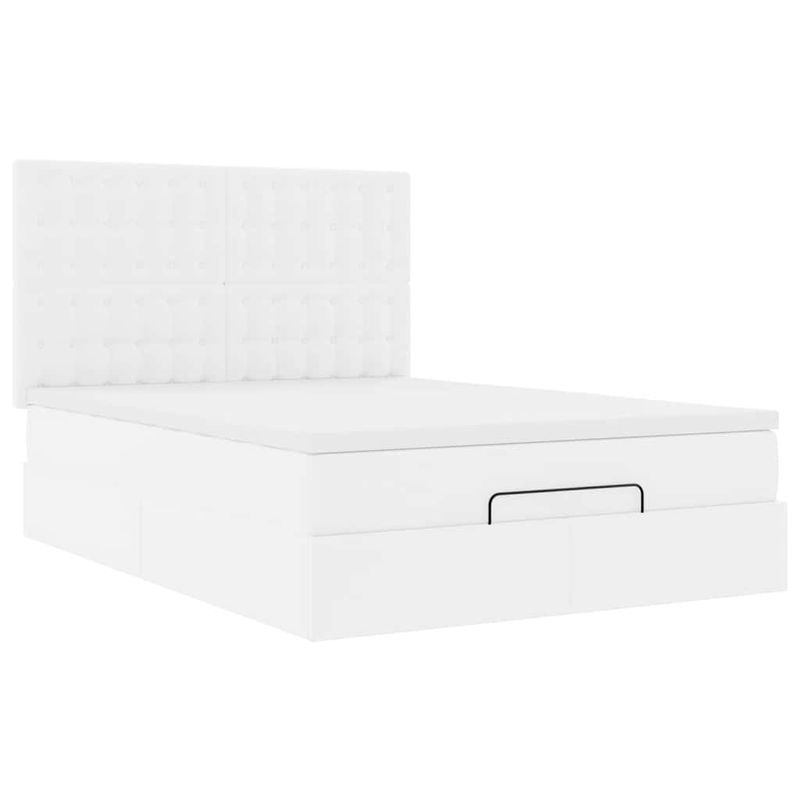 Casa si Gradina - Mobilier - Paturi si accesorii - Paturi - Cadru de pat otoman cu saltea alb 140x200cm piele artificiala - Infinity.ro
