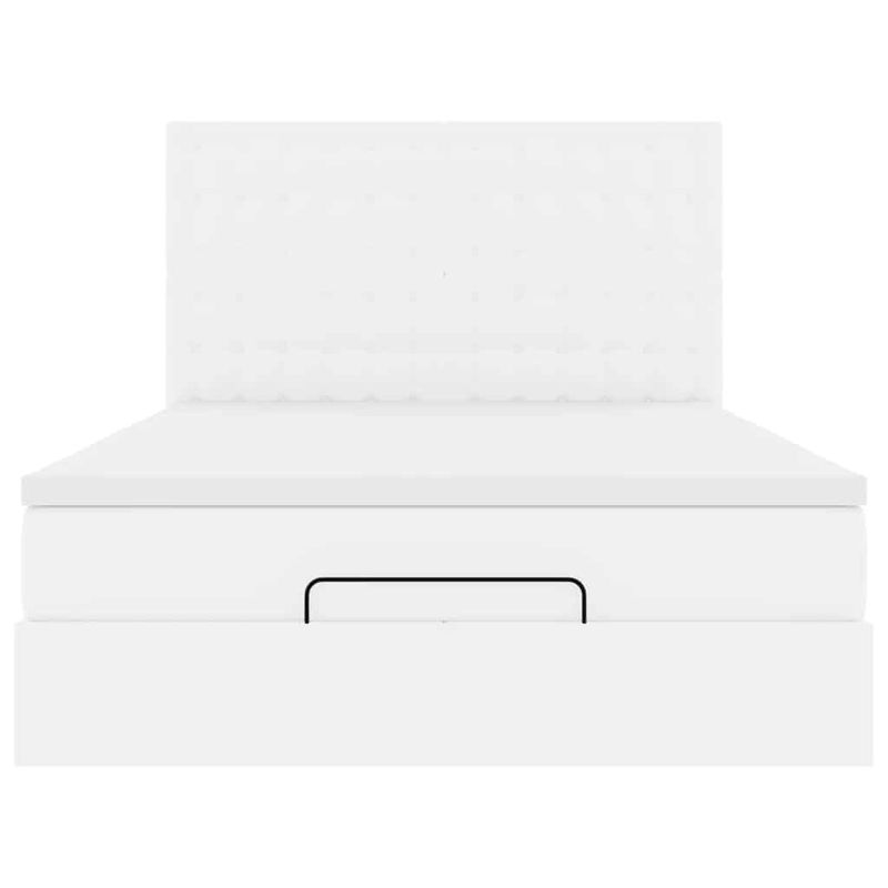 Casa si Gradina - Mobilier - Paturi si accesorii - Paturi - Cadru de pat otoman cu saltea alb 140x200cm piele artificiala - Infinity.ro
