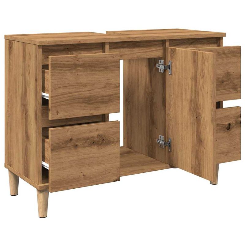Casa si Gradina - Mobilier - Mobilier baie - Comode baie - Dulap de chiuveta stejar artizanal, 80x33x60 cm, lemn prelucrat - Infinity.ro