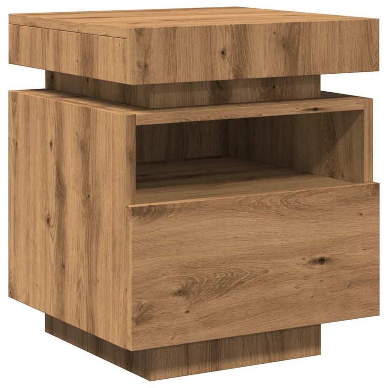 Casa si Gradina - Mobilier - Comode si corpuri - Noptiere - Noptiere cu lumini LED, 2 buc., stejar artizanal, 40x39x48,5 cm - Infinity.ro