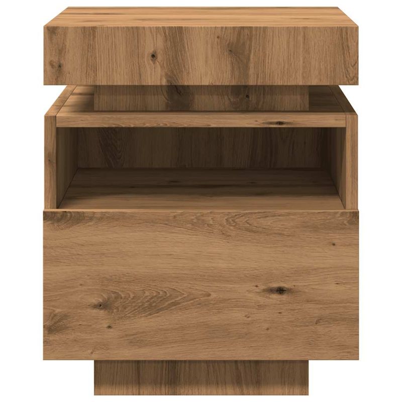 Casa si Gradina - Mobilier - Comode si corpuri - Noptiere - Noptiere cu lumini LED, 2 buc., stejar artizanal, 40x39x48,5 cm - Infinity.ro