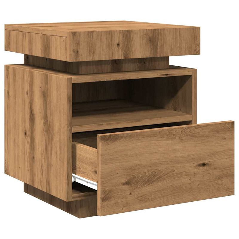 Casa si Gradina - Mobilier - Comode si corpuri - Noptiere - Noptiere cu lumini LED, 2 buc., stejar artizanal, 40x39x48,5 cm - Infinity.ro