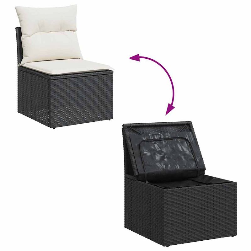 Casa si Gradina - Gradina si terasa - Mobilier exterior - Seturi mobila gradina - Set mobilier gradina perne 9 piese negru poliratan/lemn acacia - Infinity.ro