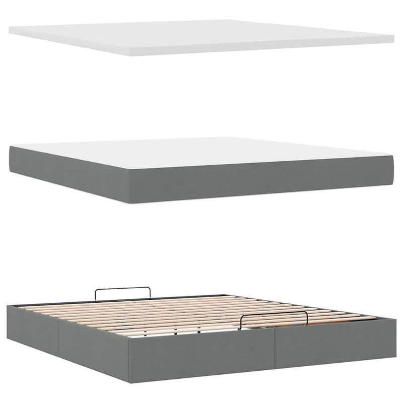 Casa si Gradina - Mobilier - Paturi si accesorii - Paturi - Cadru pat otoman cu saltea tesatura gri inchis 180x200 cm - Infinity.ro