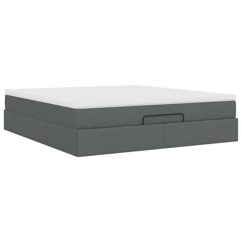 Casa si Gradina - Mobilier - Paturi si accesorii - Paturi - Cadru pat otoman cu saltea tesatura gri inchis 180x200 cm - Infinity.ro