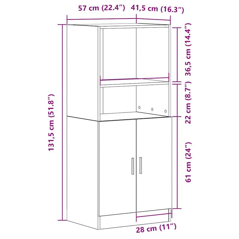 Casa si Gradina - Mobilier - Comode si corpuri - Corpuri bucatarie - Dulap de bucatarie, lemn vechi, 57x41,5x131,5 cm lemn prelucrat - Infinity.ro