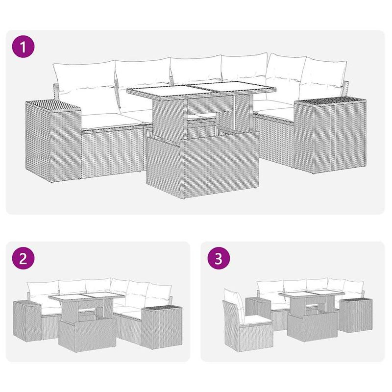 Casa si Gradina - Gradina si terasa - Mobilier exterior - Seturi mobila gradina - Set canapele de gradina cu perne, 6 piese gri deschis poliratan - Infinity.ro