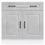 Casa si Gradina - Mobilier - Comode si corpuri - Corpuri bucatarie - Dulap de baza de bucatarie „Kalmar” Lemn prelucrat gri beton, model 1x dulap inferior (2 uși 1 sertar), mărime 80x46x81.5 cm - Infinity.ro