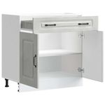 Casa si Gradina - Mobilier - Comode si corpuri - Corpuri bucatarie - Dulap de baza de bucatarie „Kalmar” Lemn prelucrat gri beton, model 1x dulap inferior (2 uși 1 sertar), mărime 80x46x81.5 cm - Infinity.ro