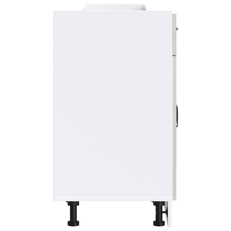 Casa si Gradina - Mobilier - Comode si corpuri - Corpuri bucatarie - Dulap de baza de bucatarie „Kalmar” Lemn prelucrat gri beton, model 1x dulap inferior (2 uși 1 sertar), mărime 80x46x81.5 cm - Infinity.ro