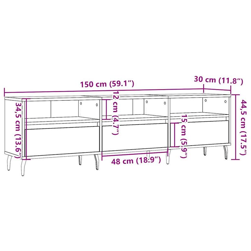 Casa si Gradina - Mobilier - Comode si corpuri - Comode - Comoda TV, stejar artizanal, 150x30x44,5 cm, lemn prelucrat - Infinity.ro