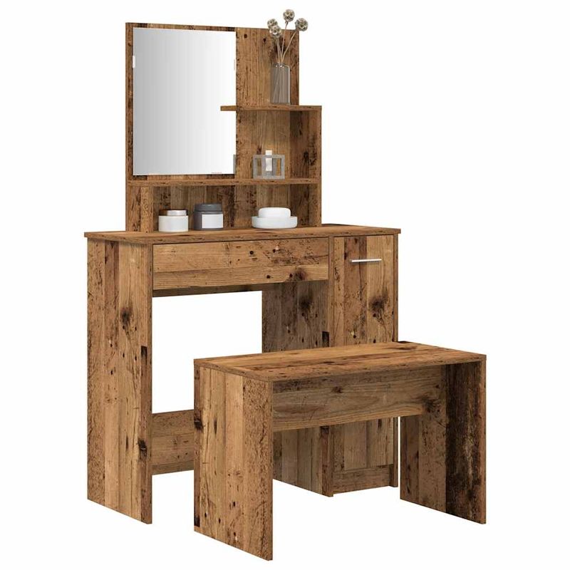 Casa si Gradina - Mobilier - Comode si corpuri - Masute de toaleta - Set de masuta de toaleta din lemn vechi Lemn prelucrat - Infinity.ro