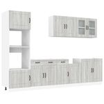 Casa si Gradina - Mobilier - Comode si corpuri - Corpuri bucatarie - Set de dulapuri de bucatarie 7 piese „Kalmar” lemn Sonoma gri - Infinity.ro