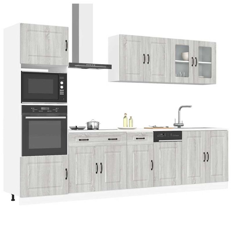 Casa si Gradina - Mobilier - Comode si corpuri - Corpuri bucatarie - Set de dulapuri de bucatarie 7 piese „Kalmar” lemn Sonoma gri - Infinity.ro