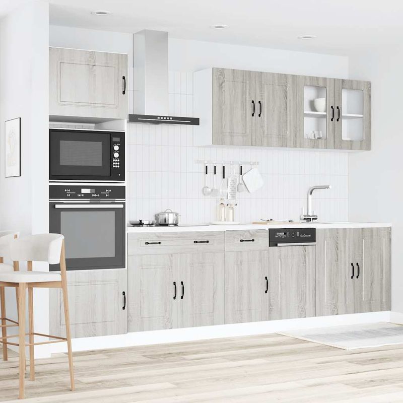 Casa si Gradina - Mobilier - Comode si corpuri - Corpuri bucatarie - Set de dulapuri de bucatarie 7 piese „Kalmar” lemn Sonoma gri - Infinity.ro