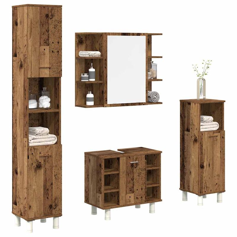 Casa si Gradina - Mobilier - Seturi de mobilier - Seturi baie - Set mobilier de baie, 4 piese, lemn vechi, lemn prelucrat - Infinity.ro