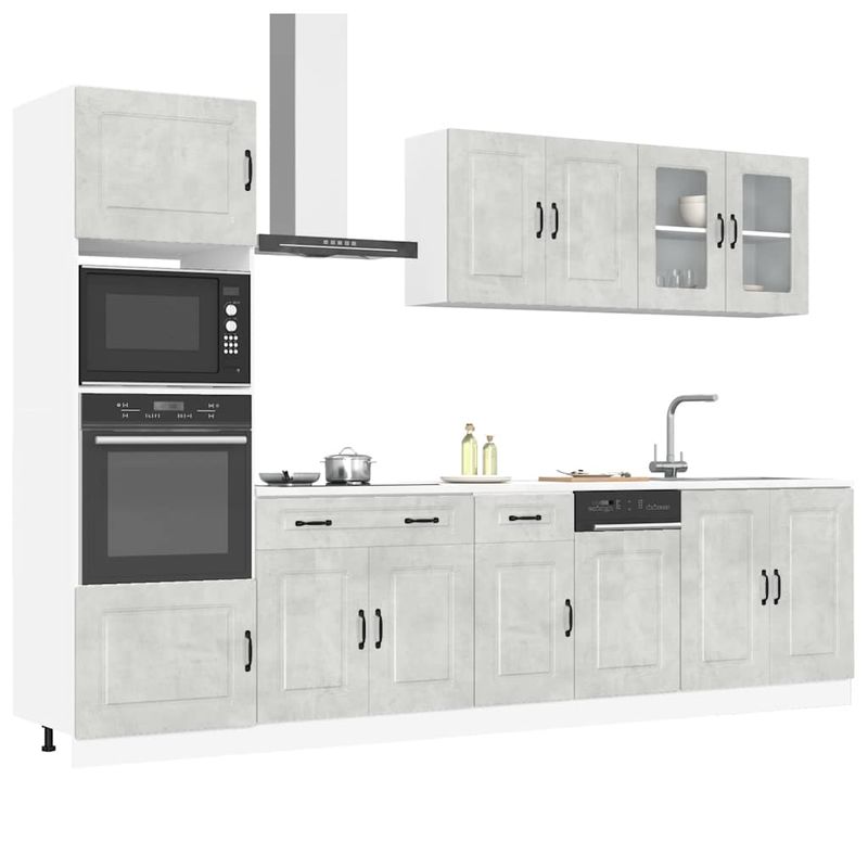 Casa si Gradina - Mobilier - Comode si corpuri - Corpuri bucatarie - Set dulapuri de bucatarie 7 piese „Kalmar” gri beton Lemn - Infinity.ro