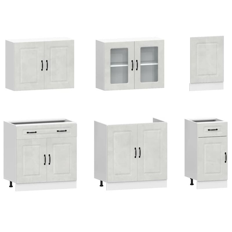 Casa si Gradina - Mobilier - Comode si corpuri - Corpuri bucatarie - Set dulapuri de bucatarie 7 piese „Kalmar” gri beton Lemn - Infinity.ro