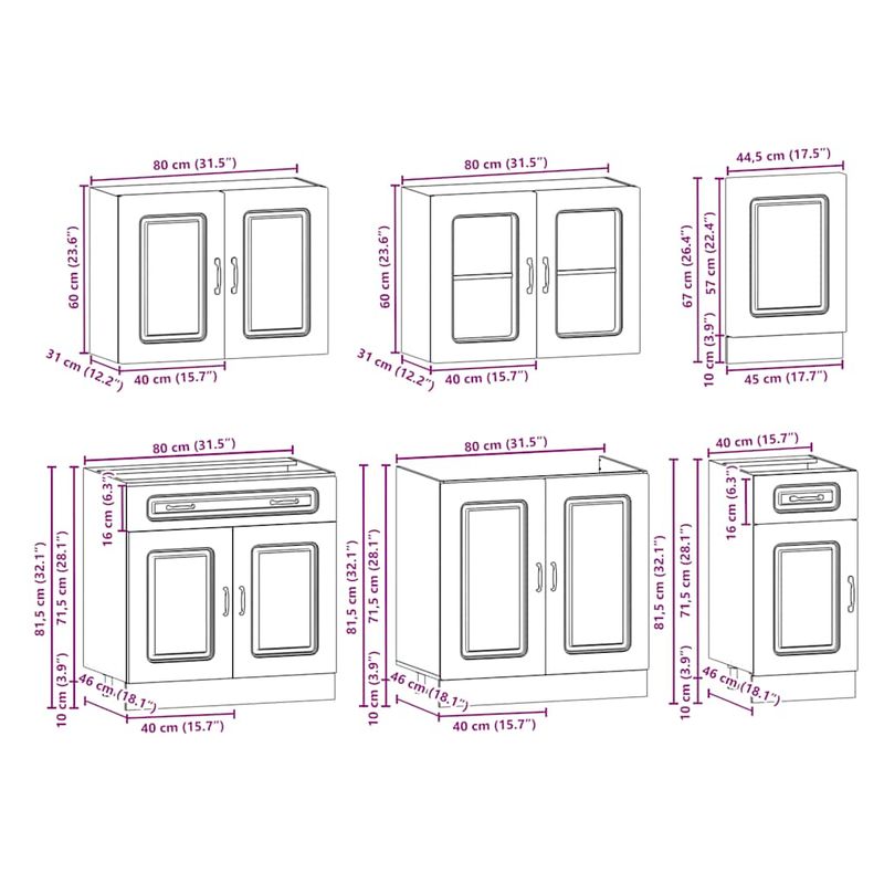 Casa si Gradina - Mobilier - Comode si corpuri - Corpuri bucatarie - Set dulapuri de bucatarie 7 piese „Kalmar” gri beton Lemn - Infinity.ro