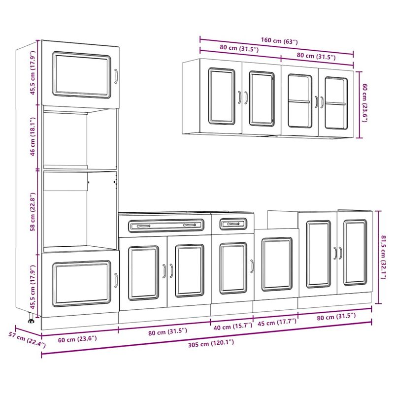 Casa si Gradina - Mobilier - Comode si corpuri - Corpuri bucatarie - Set dulapuri de bucatarie 7 piese „Kalmar” gri beton Lemn - Infinity.ro