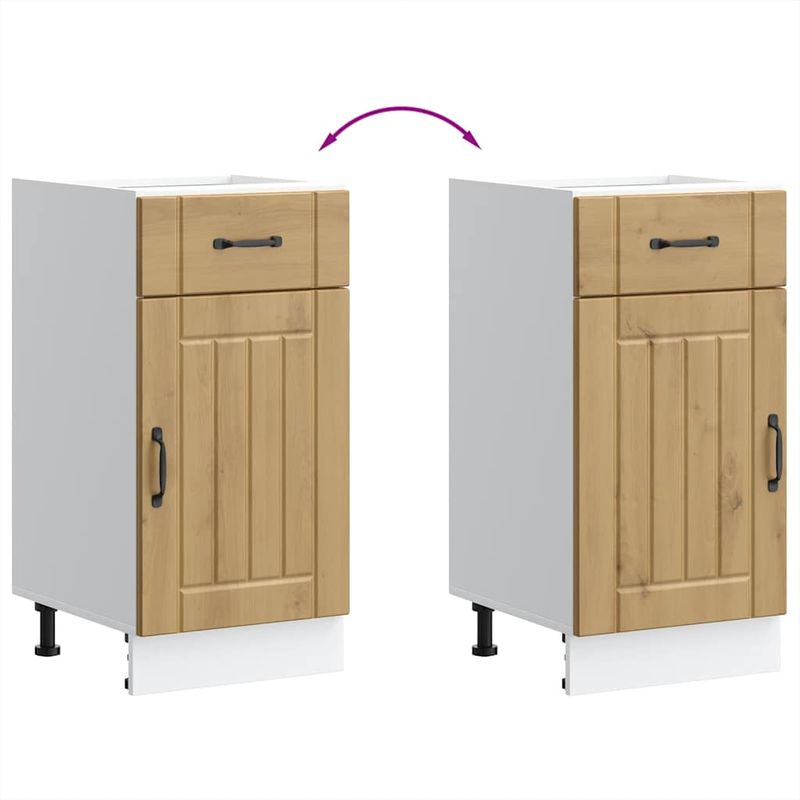Casa si Gradina - Mobilier - Comode si corpuri - Corpuri bucatarie - Dulap de baza de bucatarie „Lucca” din lemn de stejar artizanal, model 1x dulap inferior (1 ușă 1 sertar), mărime 40x46x81.5 cm - Infinity.ro