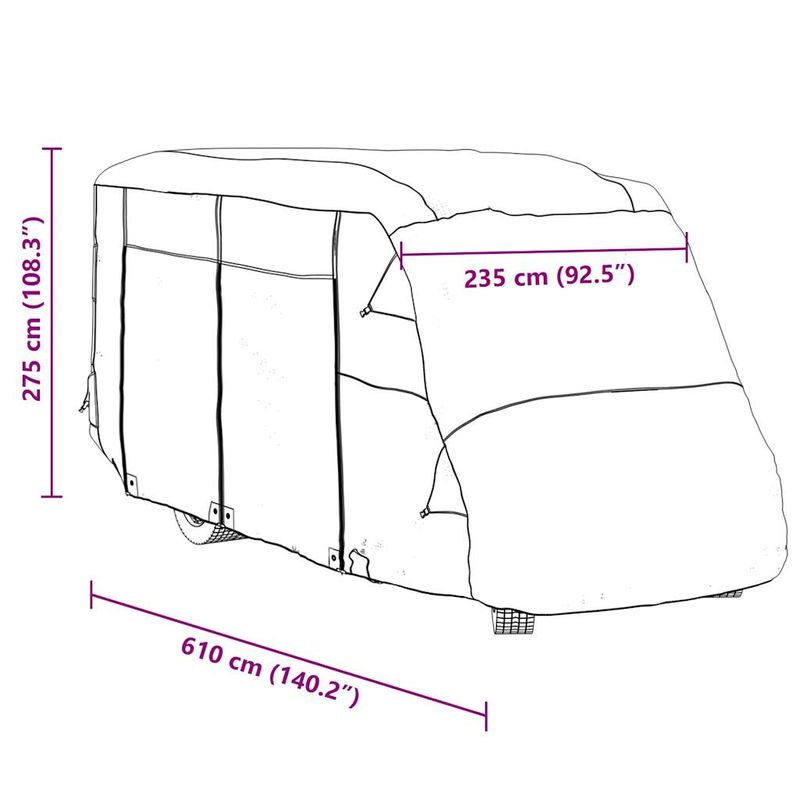 Auto si Moto - Intretinere auto - Huse auto - Husa de rulota gri 610x235x275 cm Tesatura netesuta - Infinity.ro