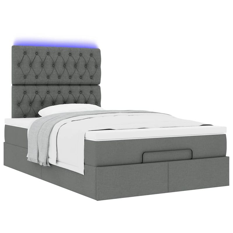 Casa si Gradina - Mobilier - Paturi si accesorii - Paturi - Cadru pat otoman cu saltea tesatura gri inchis 120x190 cm - Infinity.ro