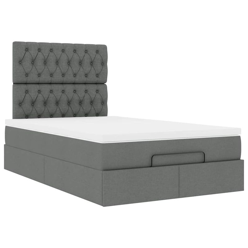 Casa si Gradina - Mobilier - Paturi si accesorii - Paturi - Cadru pat otoman cu saltea tesatura gri inchis 120x190 cm - Infinity.ro