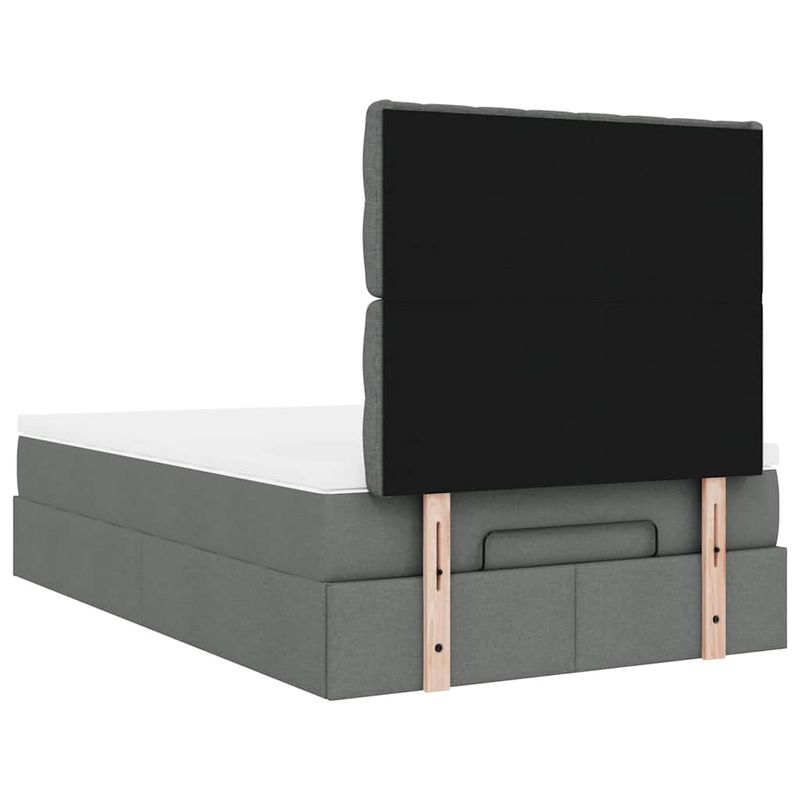 Casa si Gradina - Mobilier - Paturi si accesorii - Paturi - Cadru pat otoman cu saltea tesatura gri inchis 120x190 cm - Infinity.ro