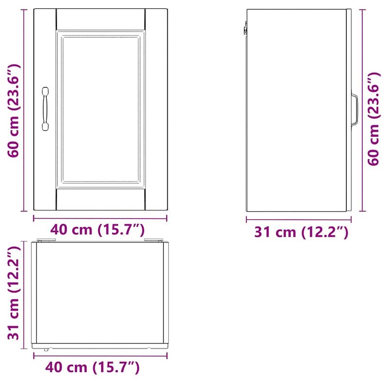 Casa si Gradina - Mobilier - Comode si corpuri - Corpuri bucatarie - Dulap de bucatarie "Porto" din lemn vechi, lemn prelucrat, model 1x dulap de perete (1 ușă), mărime 40x31x60 cm - Infinity.ro