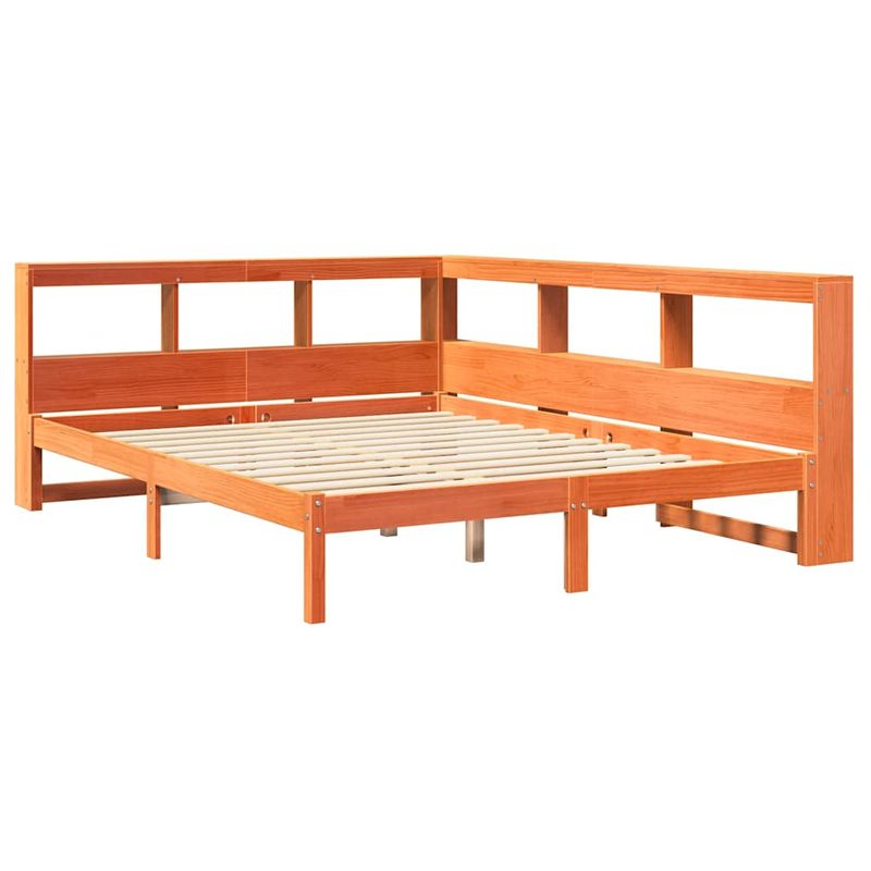 Casa si Gradina - Mobilier - Paturi si accesorii - Paturi - Pat cu biblioteca fara saltea maro 150x200 cm lemn masiv de pin - Infinity.ro