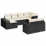 Casa si Gradina - Gradina si terasa - Mobilier exterior - Seturi mobila gradina - Set canapele de gradina cu perne, 10 piese, negru, poliratan - Infinity.ro