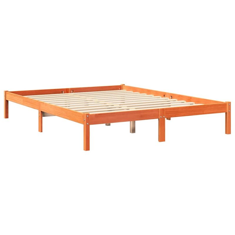 Casa si Gradina - Mobilier - Paturi si accesorii - Paturi - Pat cu biblioteca fara saltea maro 150x200 cm lemn masiv de pin - Infinity.ro