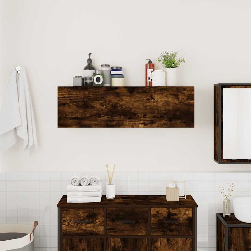 Casa si Gradina - Mobilier - Mobilier baie - Corpuri baie - Dulap perete baie, stejar fumuriu, 100x25x30 cm, lemn prelucrat - Infinity.ro