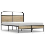 Casa si Gradina - Mobilier - Paturi si accesorii - Paturi - Cadru pat fara saltea stejar fumuriu 140x200 cm lemn prelucrat - Infinity.ro