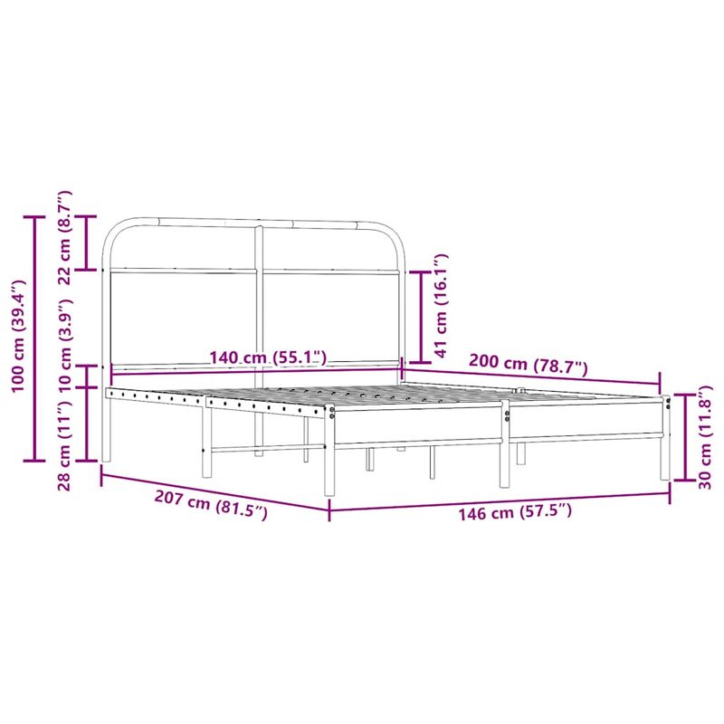 Casa si Gradina - Mobilier - Paturi si accesorii - Paturi - Cadru pat fara saltea stejar fumuriu 140x200 cm lemn prelucrat - Infinity.ro